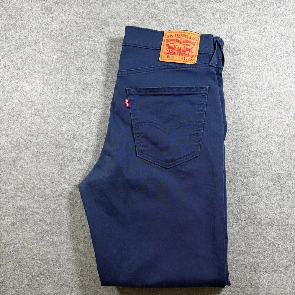 Levi's 541 Athletic Taper Jeans Mens 32x32 Navy Blue Stretch Denim Red Tab